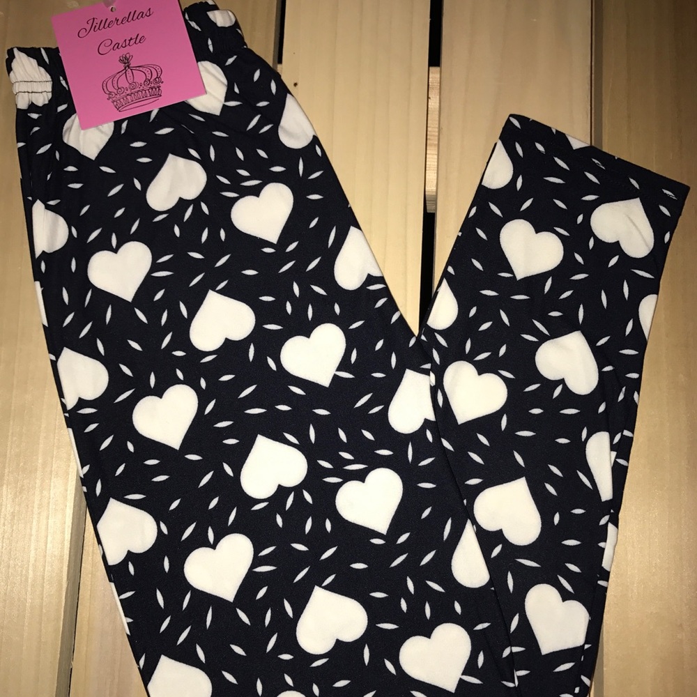 Leggings Navy Whimsical Hearts Buttery Soft New